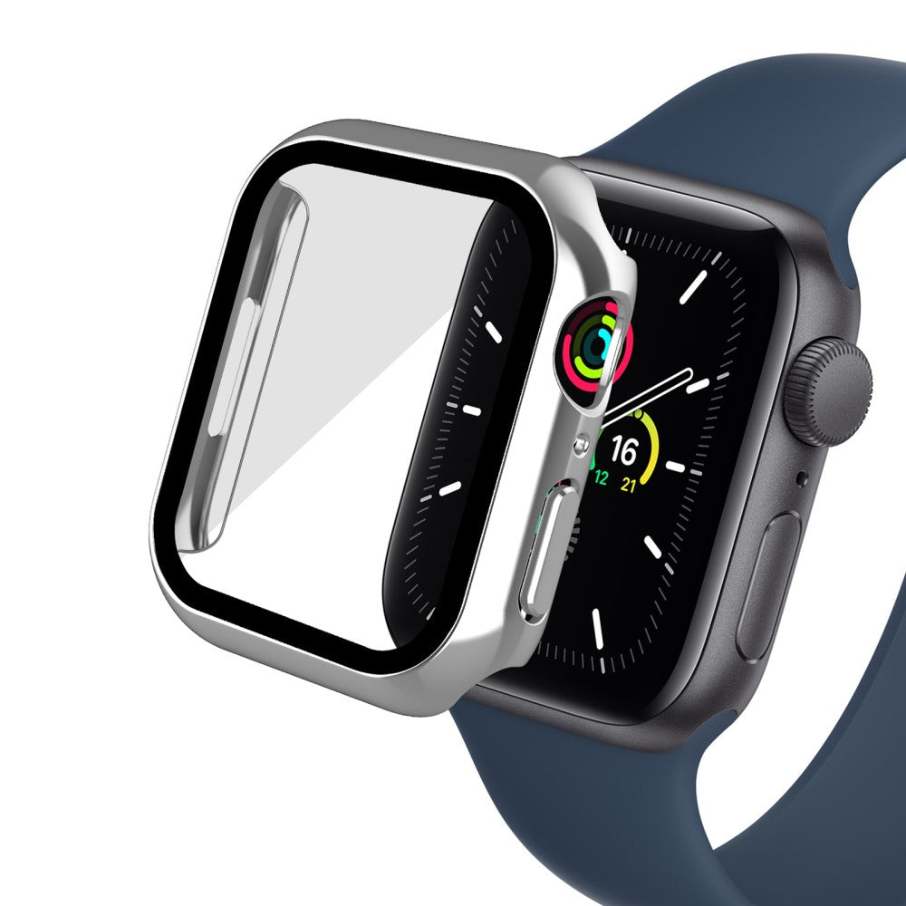 Mega Fed Apple Watch Series 7 41mm Cover med Skærmbeskytter i Plastik og Hærdet Glas - Sølv#serie_2