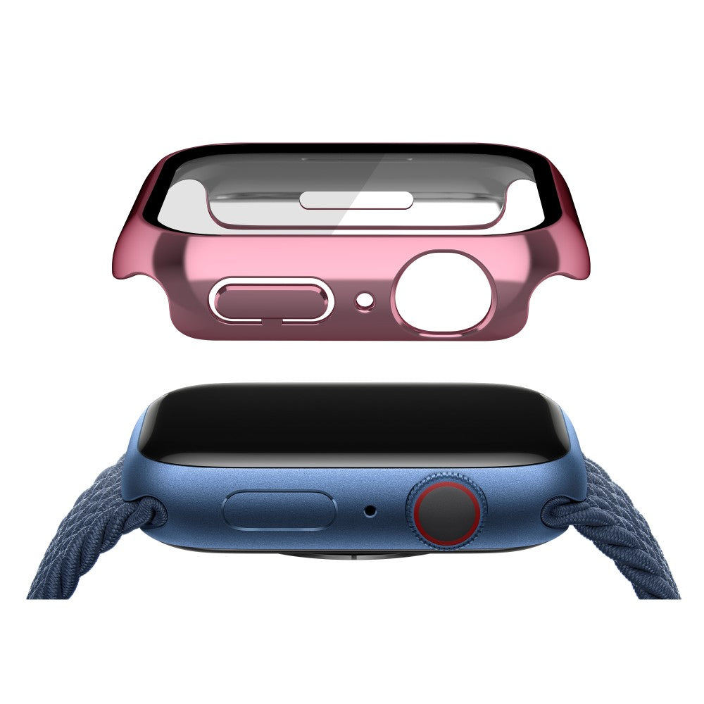 Mega Fed Apple Watch Series 7 41mm Cover med Skærmbeskytter i Plastik og Hærdet Glas - Pink#serie_3