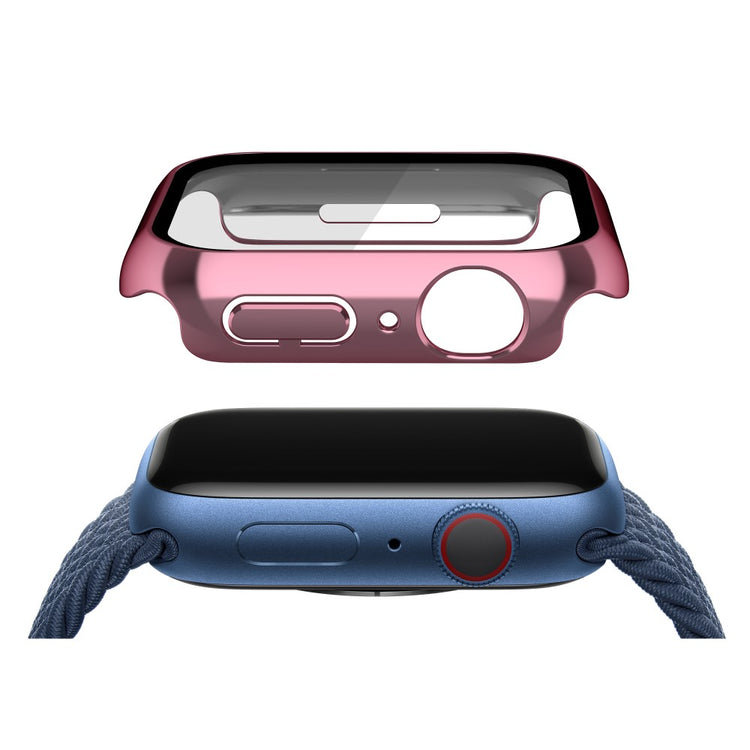 Mega Fed Apple Watch Series 7 41mm Cover med Skærmbeskytter i Plastik og Hærdet Glas - Pink#serie_3