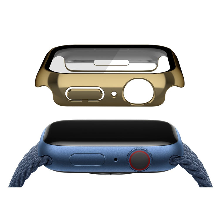 Mega Fed Apple Watch Series 7 41mm Cover med Skærmbeskytter i Plastik og Hærdet Glas - Guld#serie_5