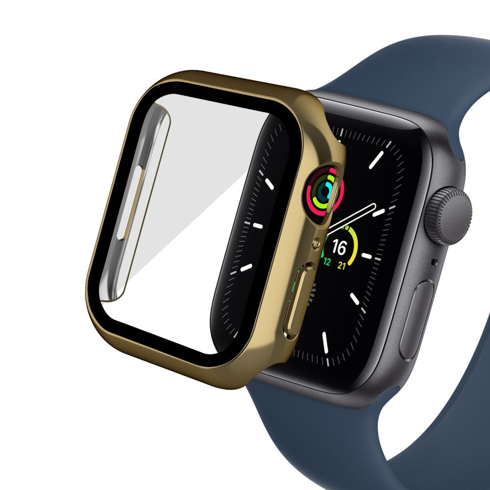 Mega Fed Apple Watch Series 7 41mm Cover med Skærmbeskytter i Plastik og Hærdet Glas - Guld#serie_5