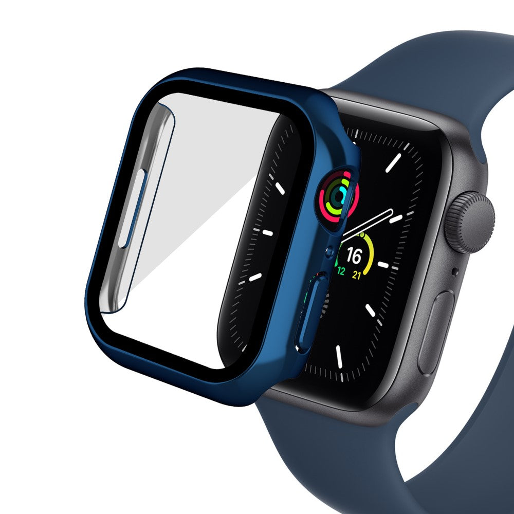 Mega Fed Apple Watch Series 7 41mm Cover med Skærmbeskytter i Plastik og Hærdet Glas - Blå#serie_6