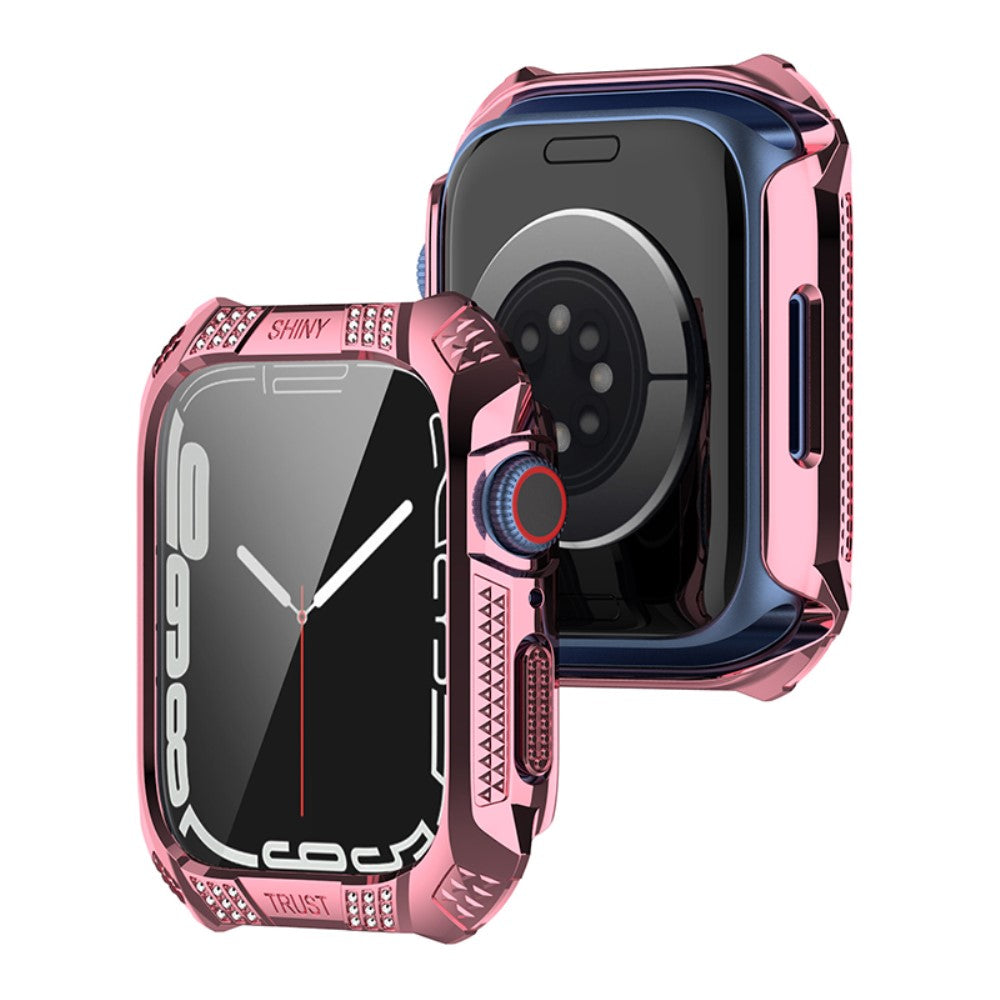 Super Pænt Apple Watch Series 7 41mm Cover med Skærmbeskytter i Plastik og Hærdet Glas - Pink#serie_1