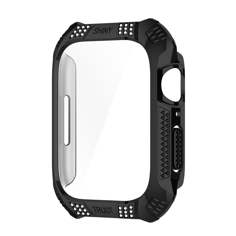 Super Pænt Apple Watch Series 7 41mm Cover med Skærmbeskytter i Plastik og Hærdet Glas - Sort#serie_2