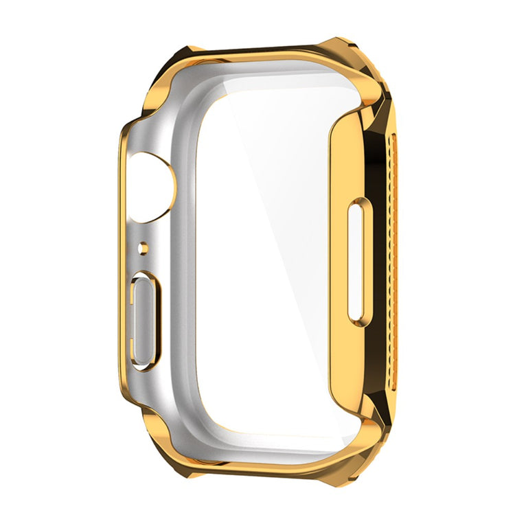 Super Pænt Apple Watch Series 7 41mm Cover med Skærmbeskytter i Plastik og Hærdet Glas - Guld#serie_4