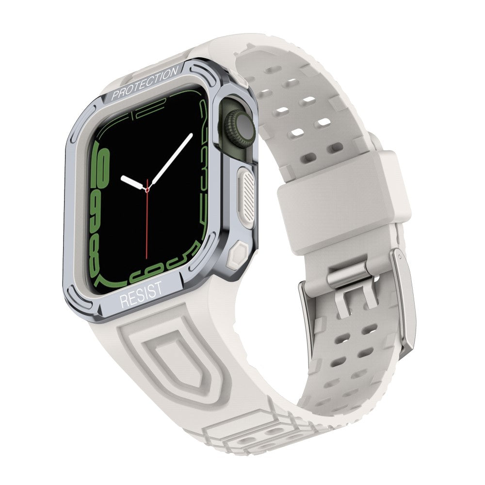 Apple Watch Series 7 41mm Plastik Rem med Etui - Sølv#serie_12