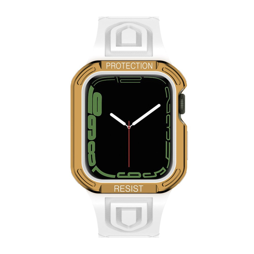 Apple Watch Series 7 41mm Plastik Rem med Etui - Guld#serie_15