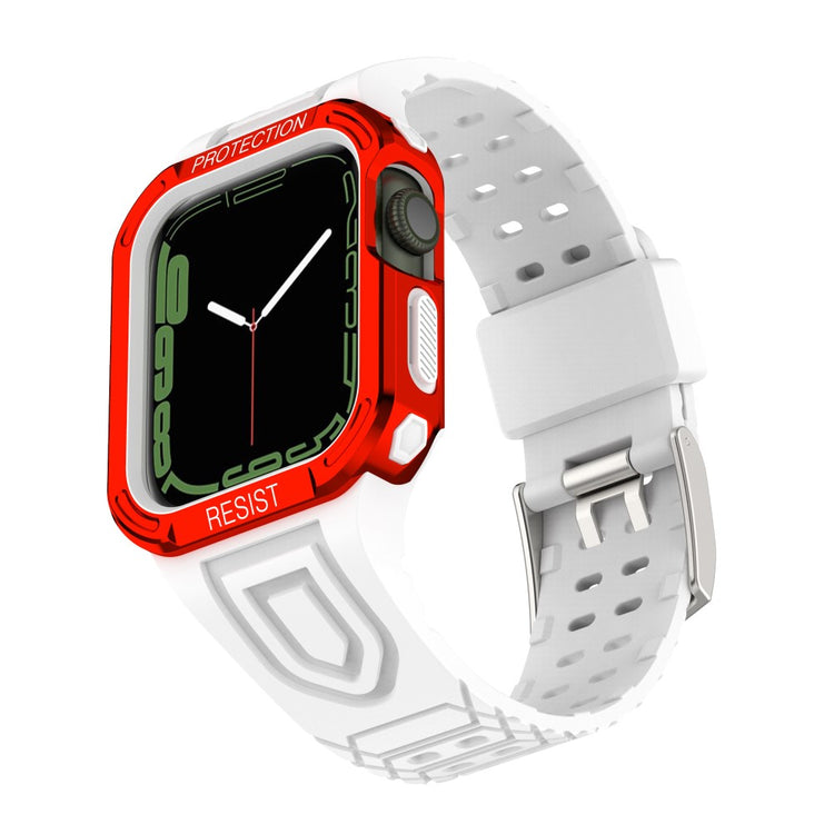 Apple Watch Series 7 41mm Plastik Rem med Etui - Rød#serie_16