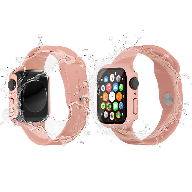 Vildt Godt Apple Watch Series 7 41mm Cover med Skærmbeskytter i Plastik og Hærdet Glas - Pink#serie_2