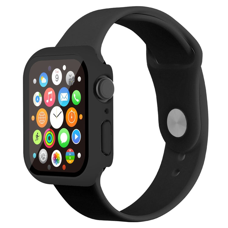 Vildt Godt Apple Watch Series 7 41mm Cover med Skærmbeskytter i Plastik og Hærdet Glas - Sort#serie_3