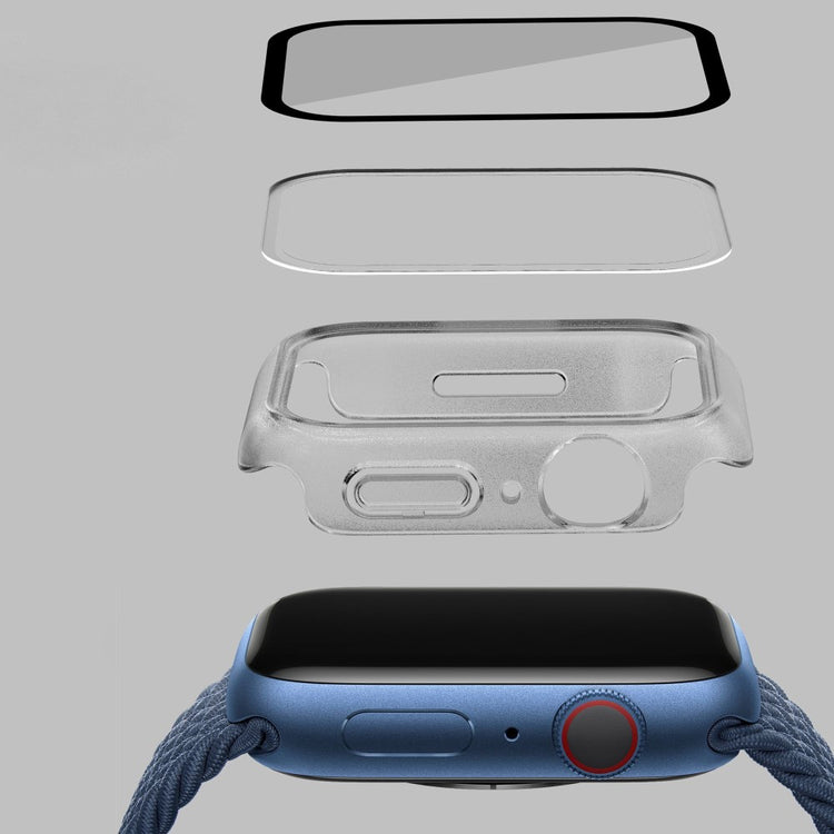 Vildt Godt Apple Watch Series 7 41mm Cover med Skærmbeskytter i Plastik og Hærdet Glas - Gennemsigtig#serie_4