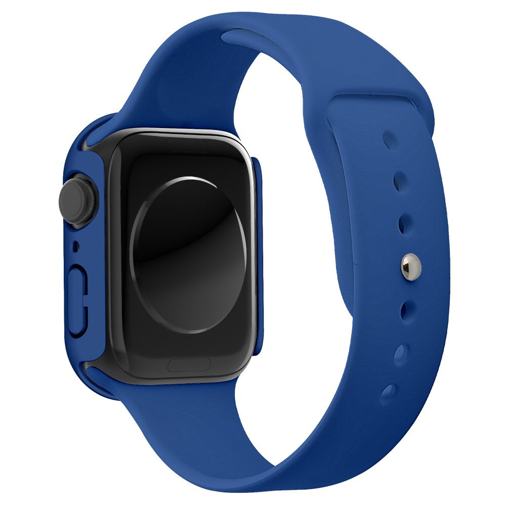 Vildt Godt Apple Watch Series 7 41mm Cover med Skærmbeskytter i Plastik og Hærdet Glas - Blå#serie_5