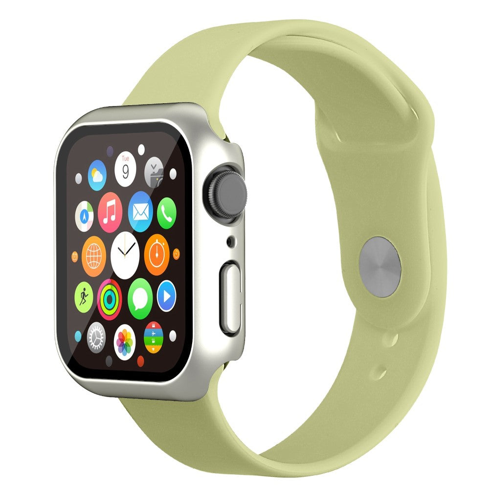 Vildt Godt Apple Watch Series 7 41mm Cover med Skærmbeskytter i Plastik og Hærdet Glas - Sølv#serie_6