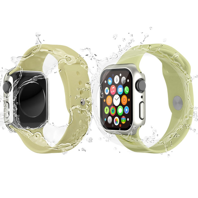 Vildt Godt Apple Watch Series 7 41mm Cover med Skærmbeskytter i Plastik og Hærdet Glas - Sølv#serie_6