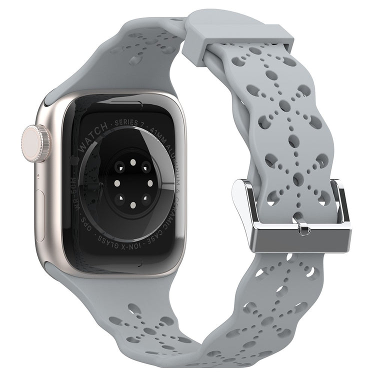 Super slidstærk Apple Watch Series 7 41mm Silikone Rem - Sølv#serie_4