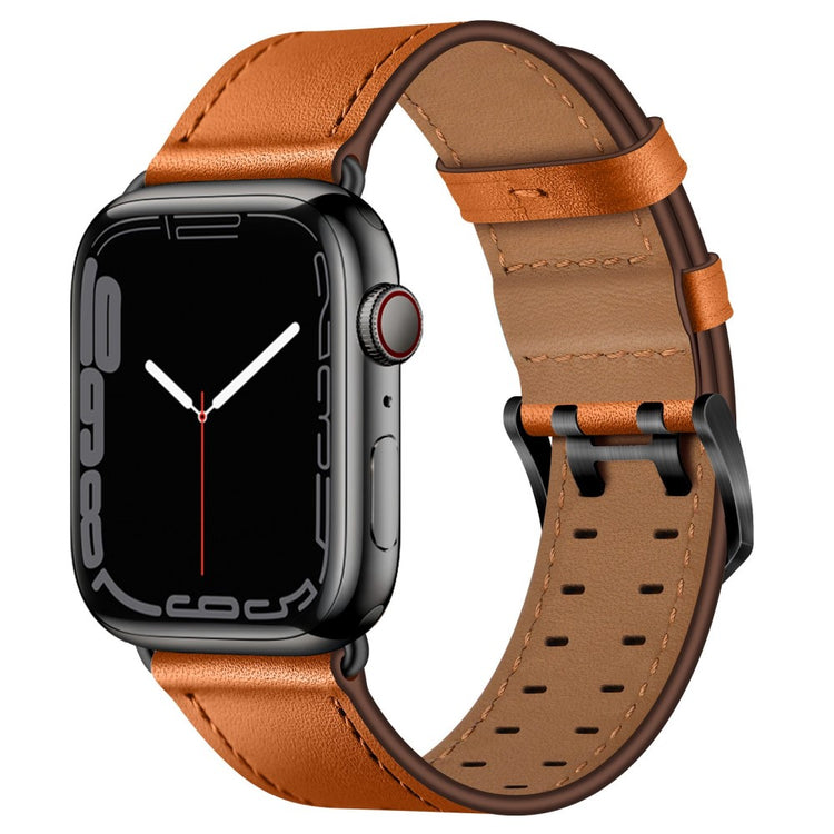 Helt vildt kønt Apple Watch Series 7 41mm Ægte læder Urrem - Brun#serie_7