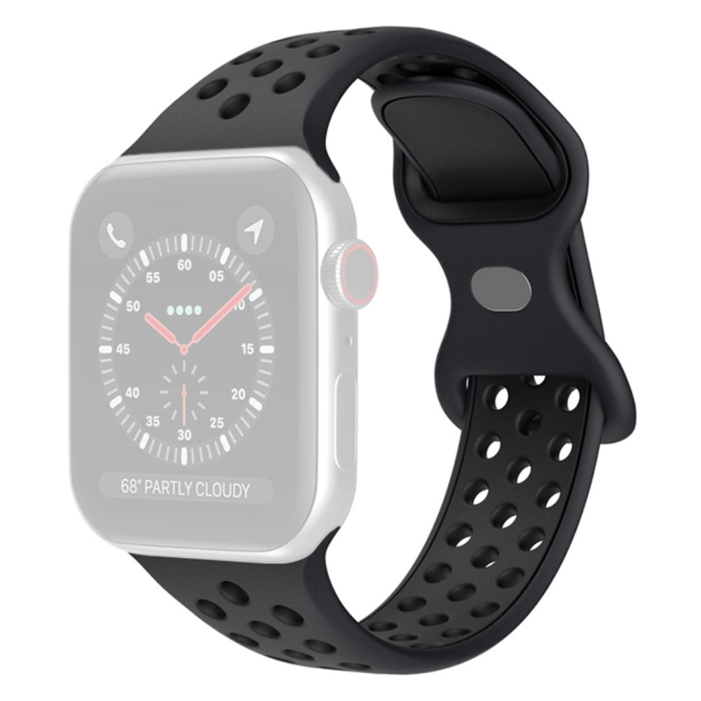 Rigtigt flot Apple Watch Series 7 41mm Silikone Rem - Sort#serie_1