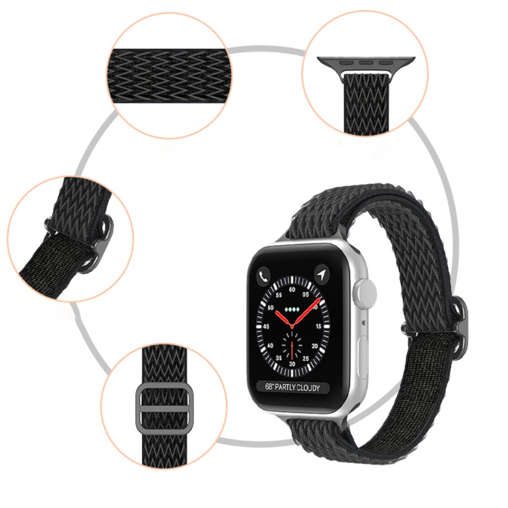 Helt vildt elegant Apple Watch Series 7 41mm Stof Urrem - Sort#serie_1