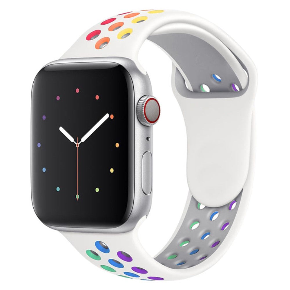 Rigtigt cool Apple Watch Series 7 41mm Silikone Urrem - Hvid#serie_3