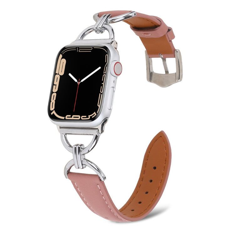 Kønt Apple Watch Series 7 41mm Ægte læder Urrem - Pink#serie_2