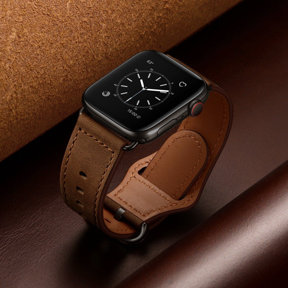 Fortrinligt Apple Watch Series 7 41mm Ægte læder Urrem - Brun#serie_4