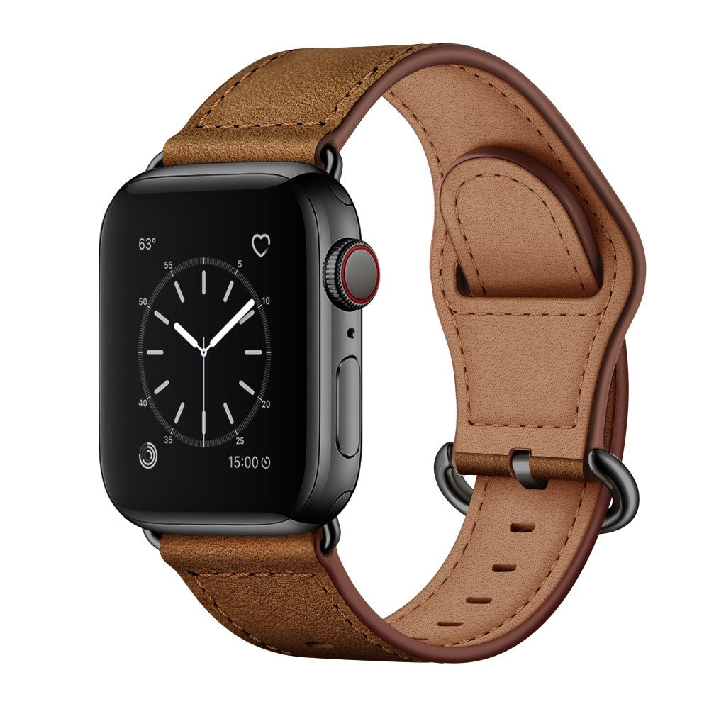 Fortrinligt Apple Watch Series 7 41mm Ægte læder Urrem - Brun#serie_4