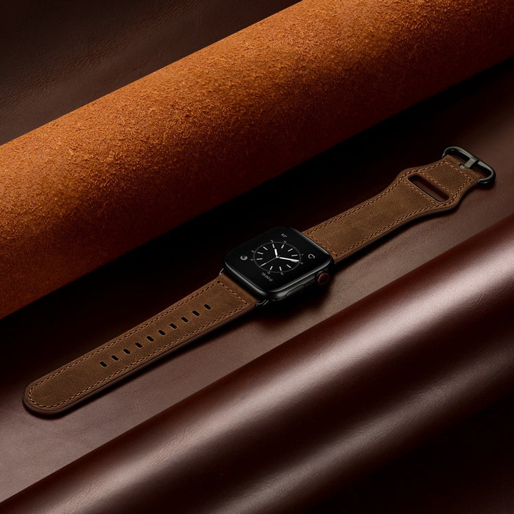 Fortrinligt Apple Watch Series 7 41mm Ægte læder Urrem - Brun#serie_4