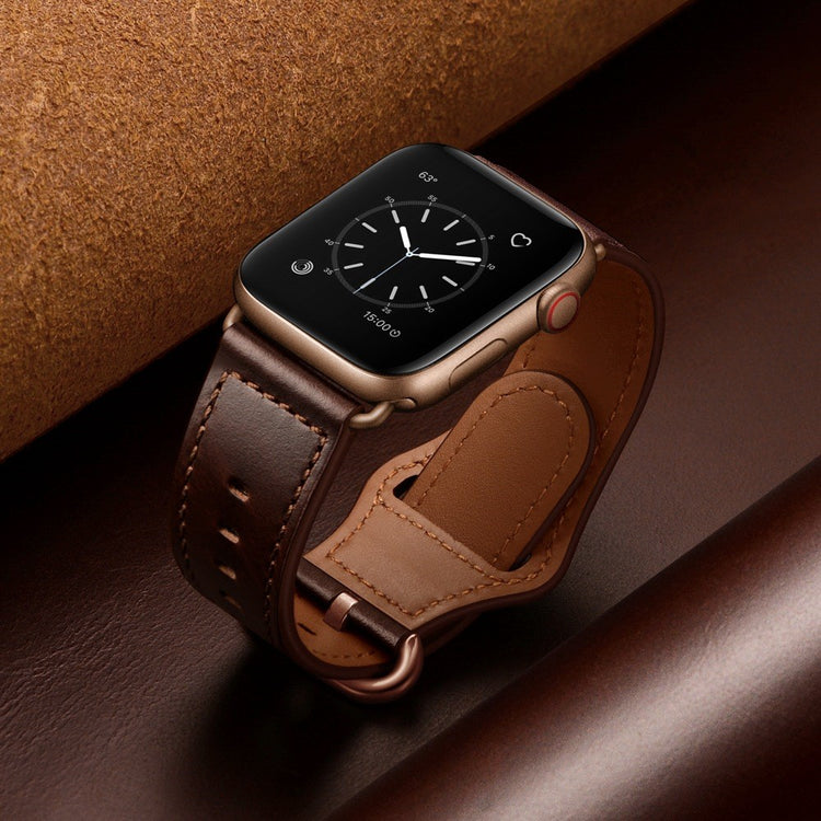 Fortrinligt Apple Watch Series 7 41mm Ægte læder Urrem - Brun#serie_5