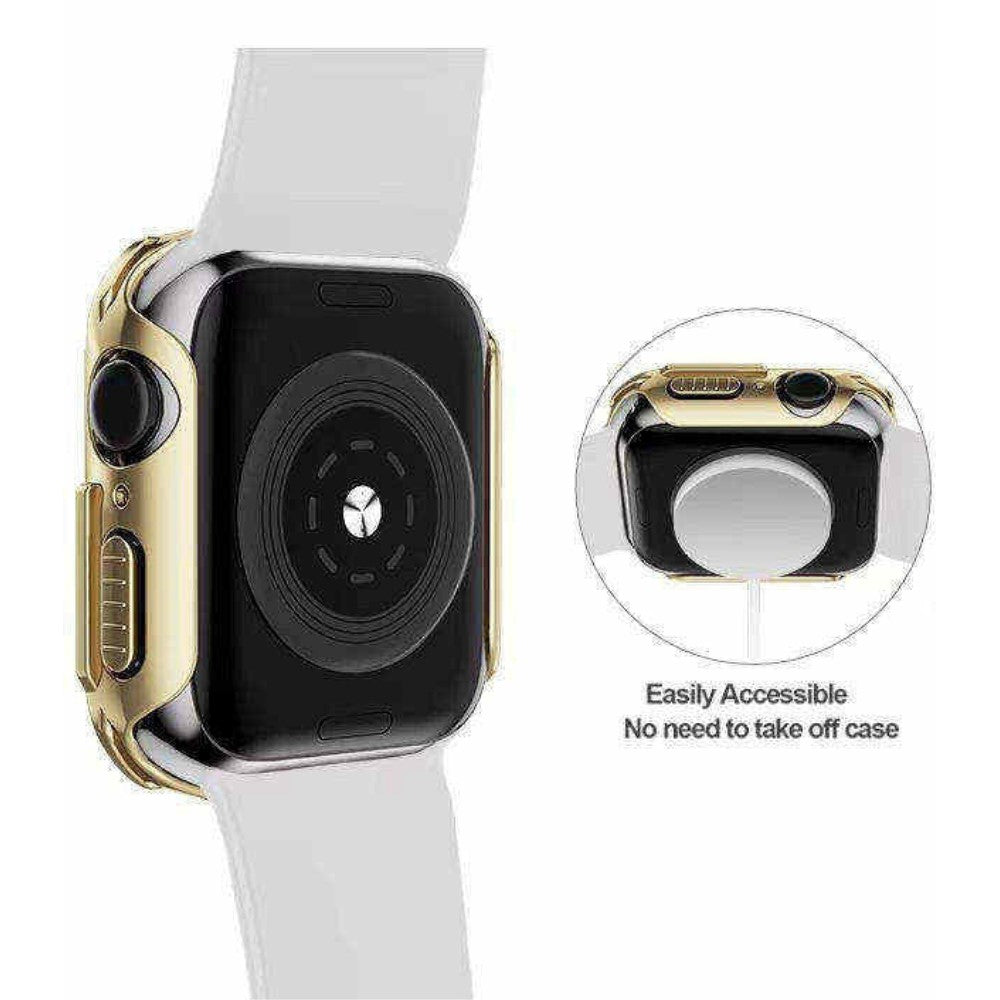 Vildt Flot Apple Watch Series 7 41mm Cover med Skærmbeskytter i Plastik og Hærdet Glas - Guld#serie_1