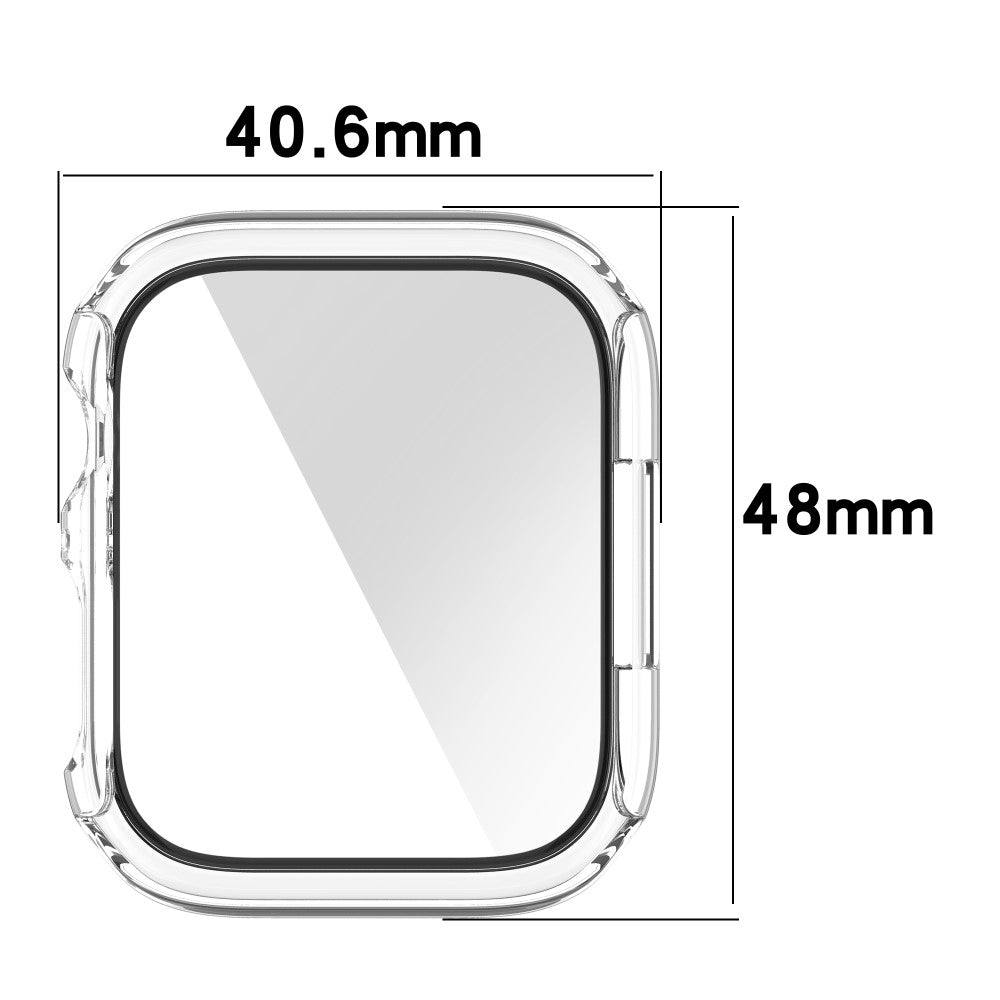 Fed Apple Watch Series 7 45mm Cover med Skærmbeskytter i Plastik og Hærdet Glas - Sølv#serie_10