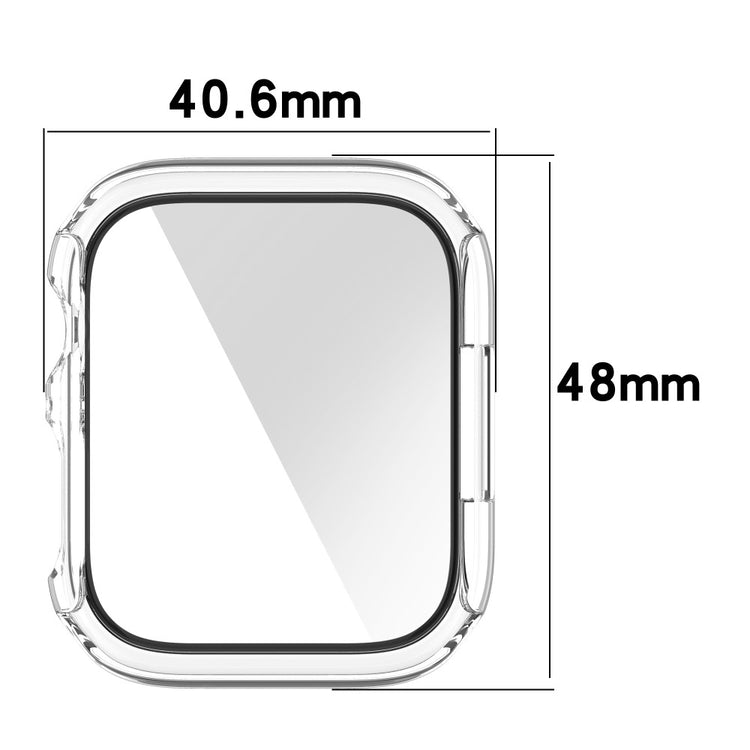 Fed Apple Watch Series 7 45mm Cover med Skærmbeskytter i Plastik og Hærdet Glas - Sølv#serie_10