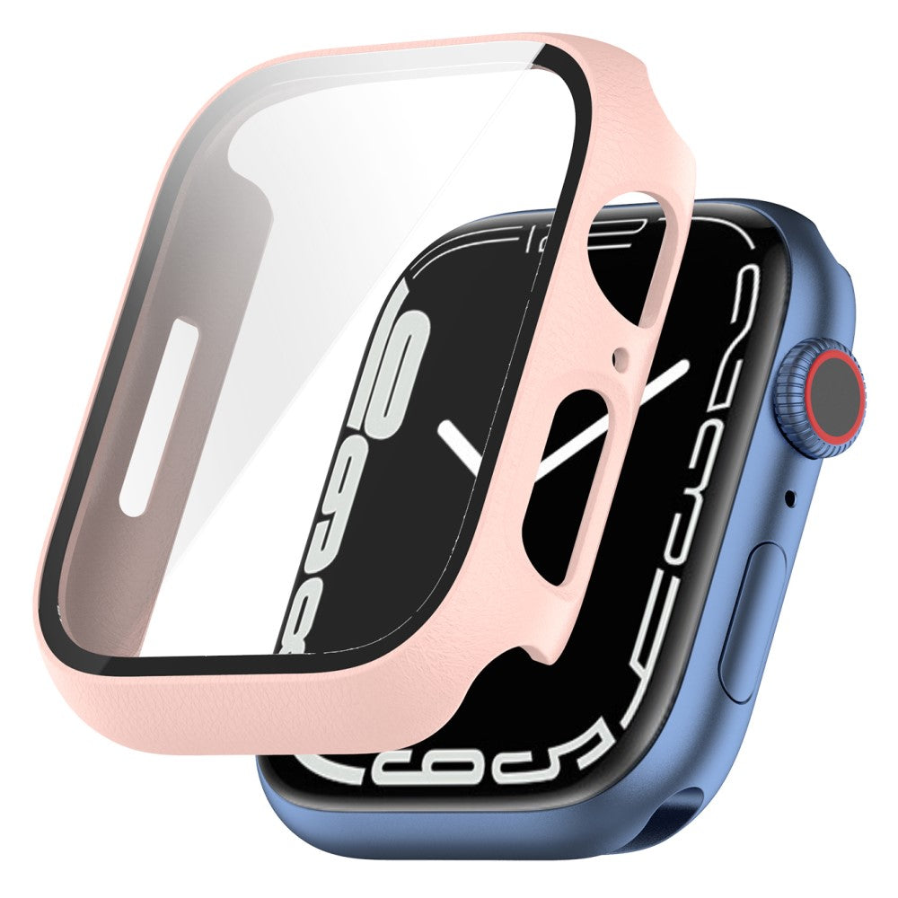 Fed Apple Watch Series 7 45mm Cover med Skærmbeskytter i Plastik og Hærdet Glas - Pink#serie_2