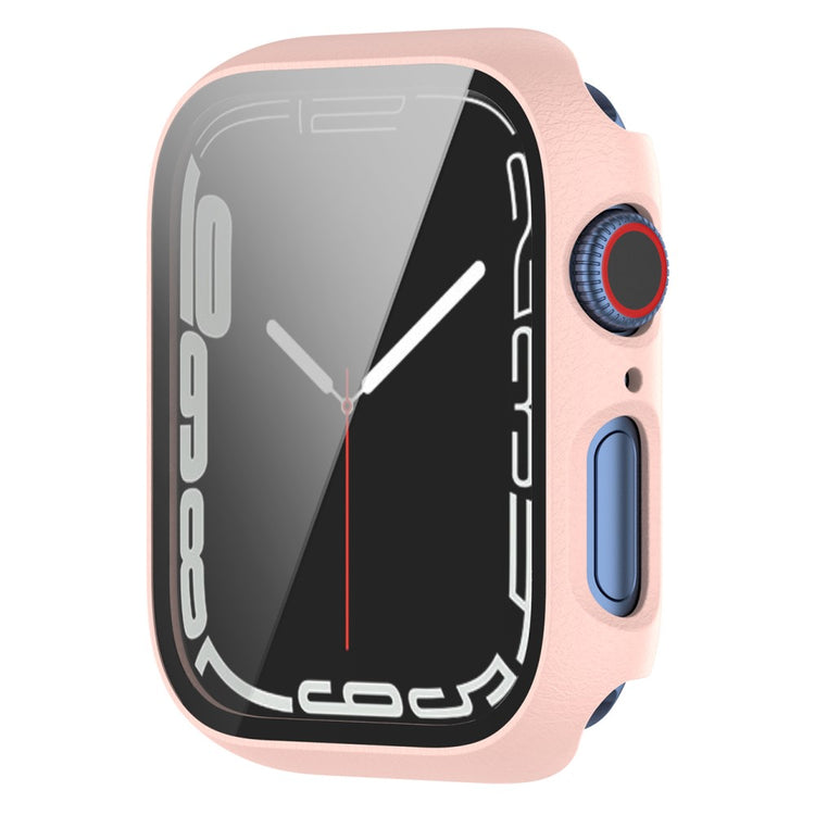 Fed Apple Watch Series 7 45mm Cover med Skærmbeskytter i Plastik og Hærdet Glas - Pink#serie_2