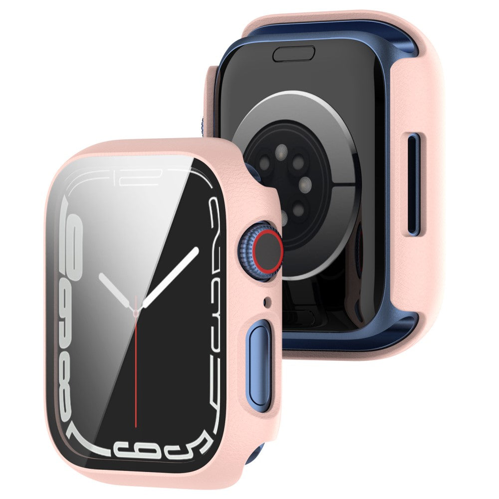 Fed Apple Watch Series 7 45mm Cover med Skærmbeskytter i Plastik og Hærdet Glas - Pink#serie_2