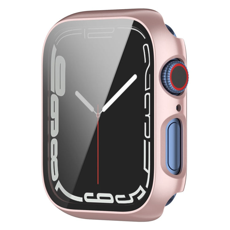 Fed Apple Watch Series 7 45mm Cover med Skærmbeskytter i Plastik og Hærdet Glas - Pink#serie_7