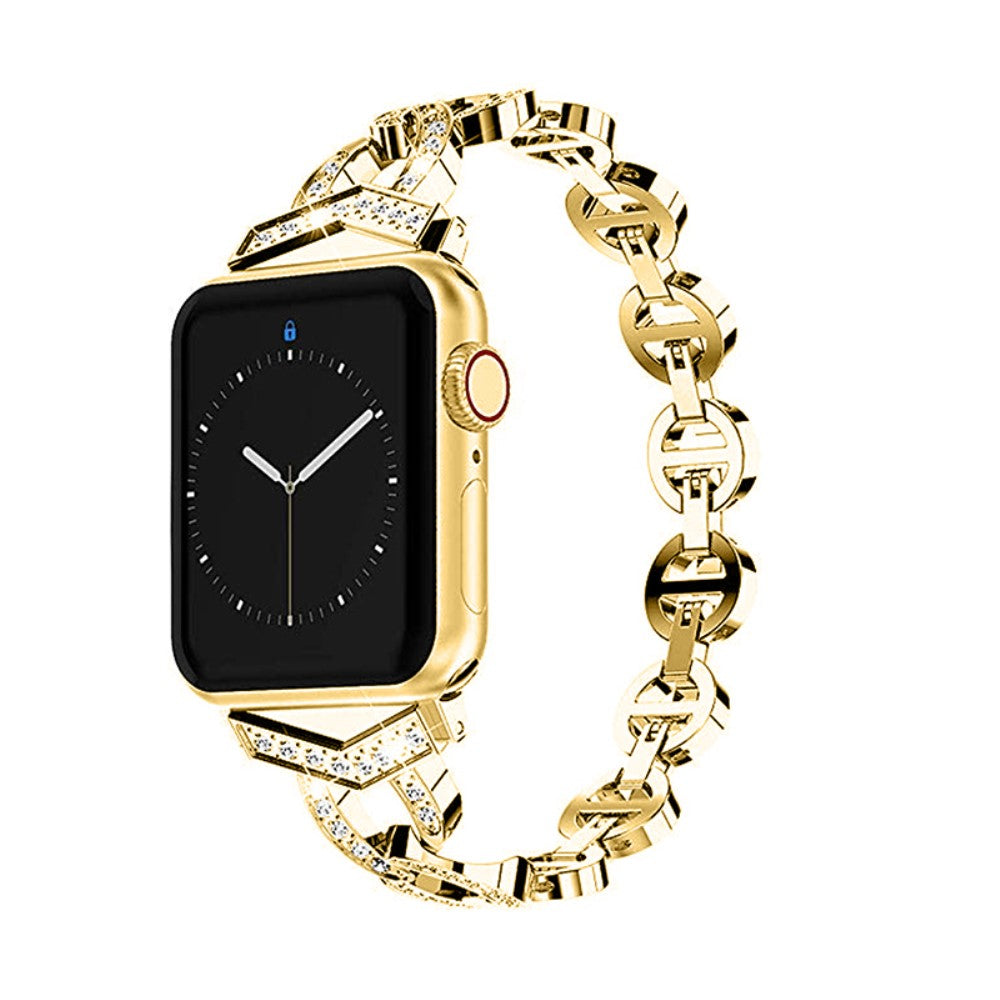 Meget sejt Apple Watch Series 7 45mm Metal og Rhinsten Rem - Guld#serie_1