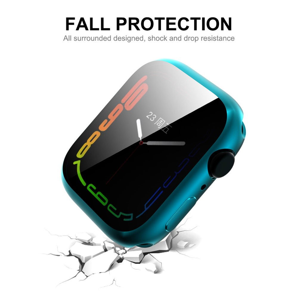 Mega Flot Apple Watch Series 7 45mm Cover med Skærmbeskytter i Silikone og Hærdet Glas - Rød#serie_5