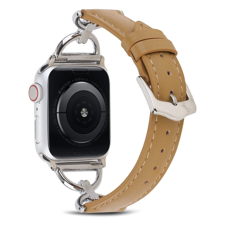 Rigtigt hårdfør Apple Watch Series 7 45mm Ægte læder Rem - Brun#serie_4