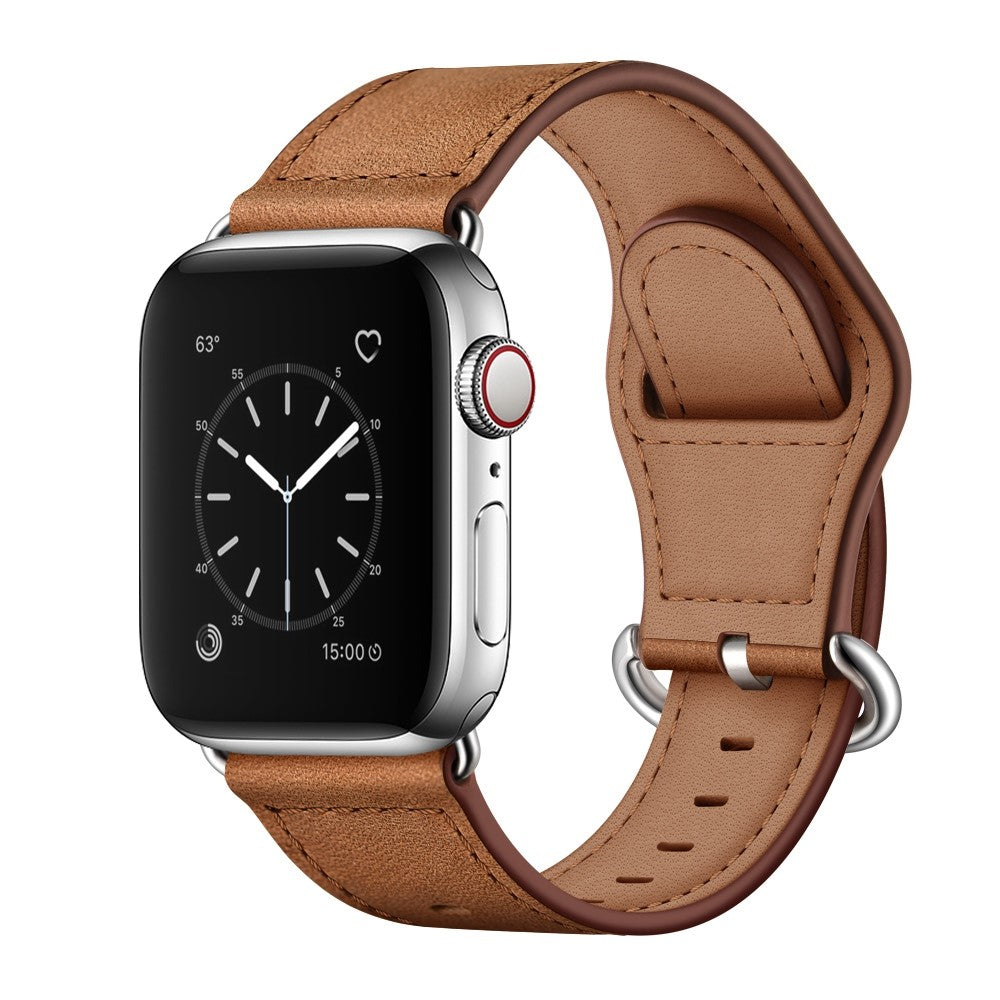 Helt vildt fed Apple Watch Series 7 45mm Ægte læder Urrem - Brun#serie_2