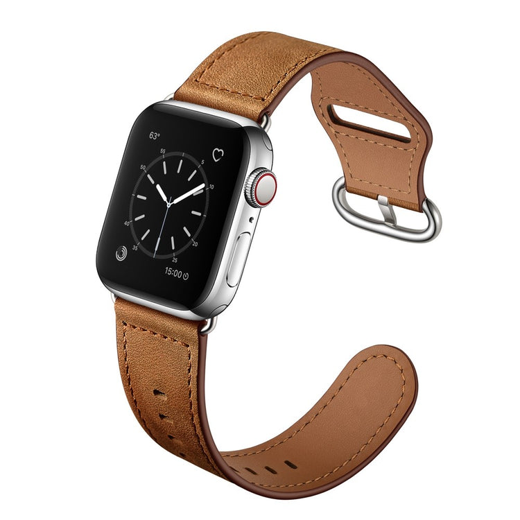 Helt vildt fed Apple Watch Series 7 45mm Ægte læder Urrem - Brun#serie_2