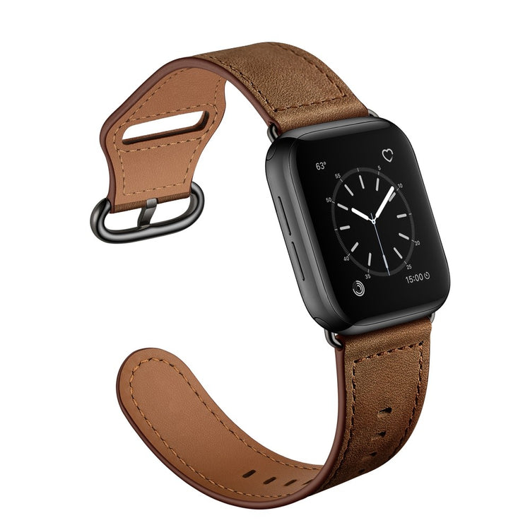 Helt vildt fed Apple Watch Series 7 45mm Ægte læder Urrem - Brun#serie_4