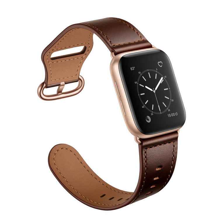 Helt vildt fed Apple Watch Series 7 45mm Ægte læder Urrem - Brun#serie_5