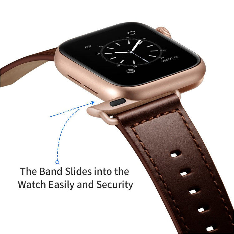 Helt vildt fed Apple Watch Series 7 45mm Ægte læder Urrem - Brun#serie_5