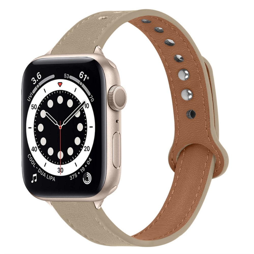 Rigtigt smuk Universal Apple Ægte læder Urrem - Beige#serie_3