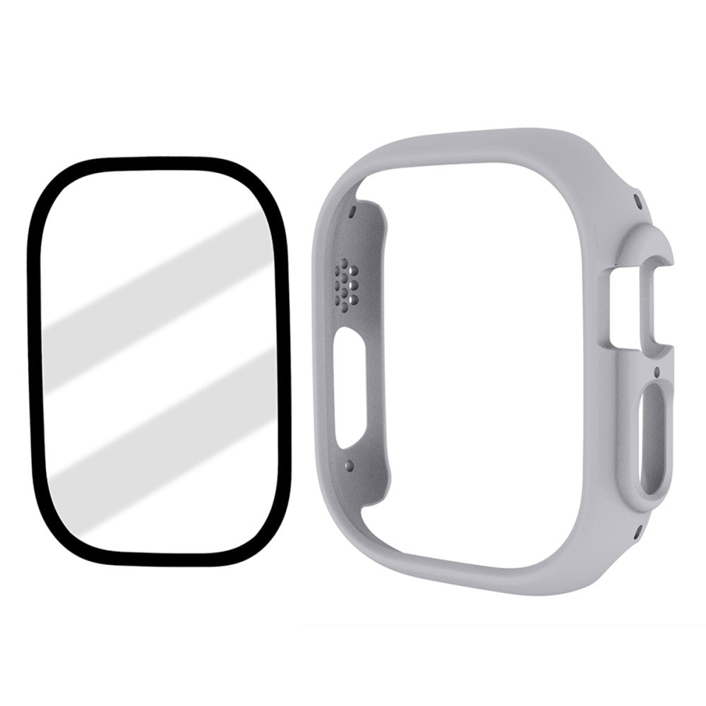 Apple Watch Ultra Plastik Cover med Skærmbeskytter og Hærdet Glas - Sølv#serie_12