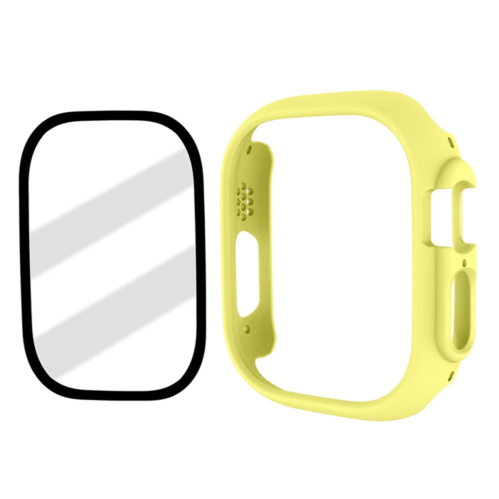 Apple Watch Ultra Plastik Cover med Skærmbeskytter og Hærdet Glas - Gul#serie_9