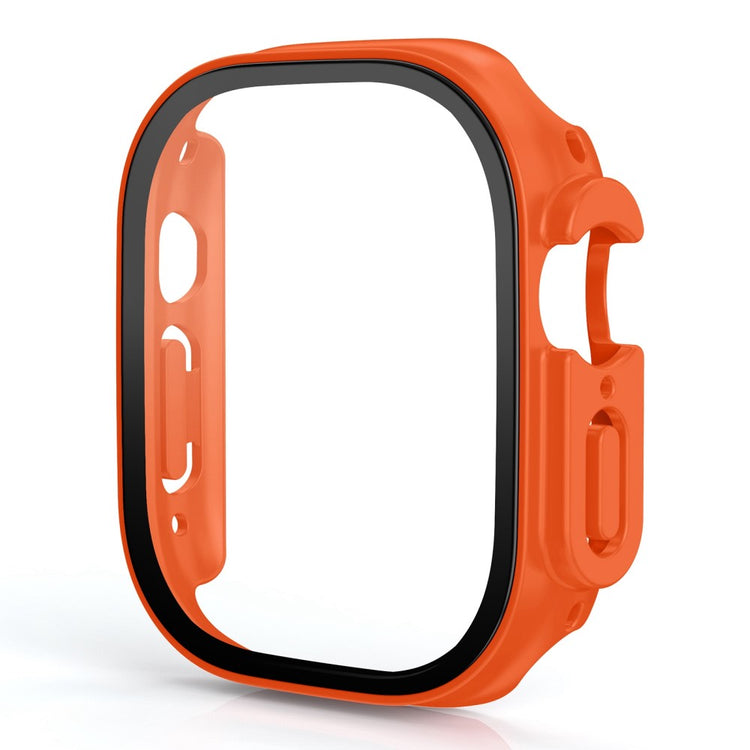 Beskyttende Apple Watch Ultra Cover med Skærmbeskytter i Plastik og Hærdet Glas - Orange#serie_5