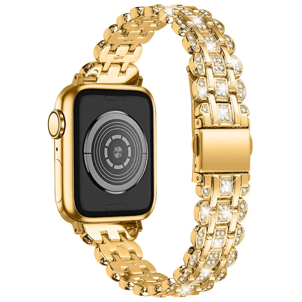 Mega fed Apple Watch Series 7 41mm Metal og  Rhinsten Urrem - Guld#serie_3