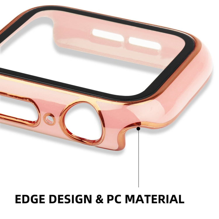 Mega Fint Apple Watch Series 8 (41mm) / Apple Watch Series 7 41mm Cover med Skærmbeskytter i Plastik og Hærdet Glas - Pink#serie_5