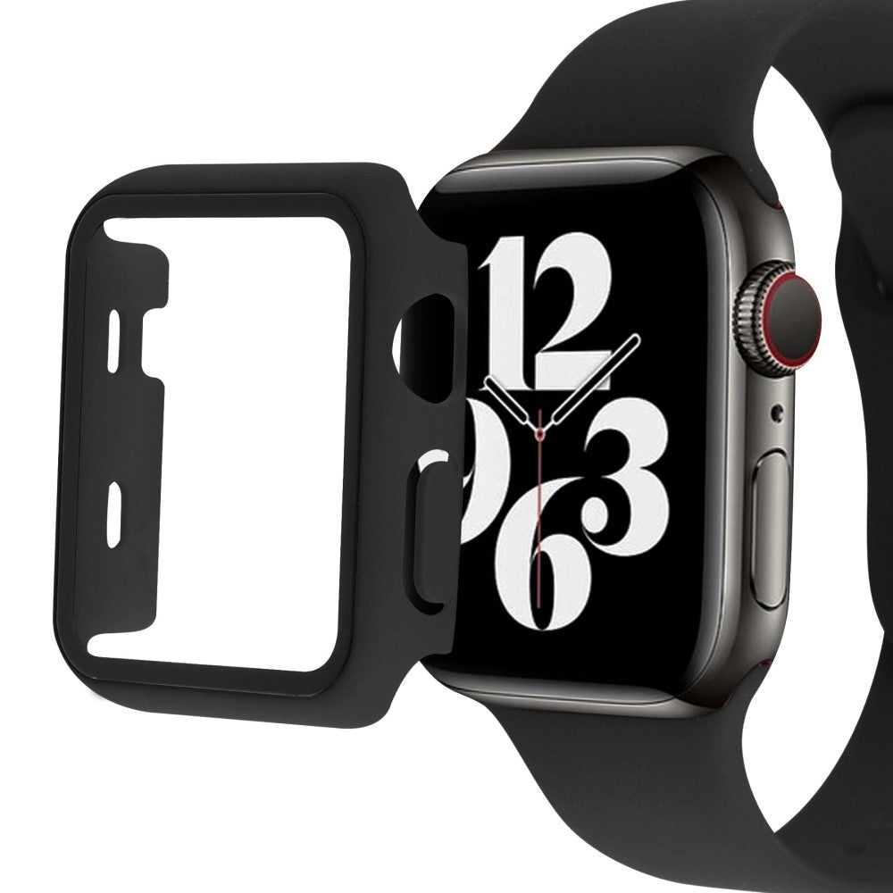 Apple Watch Series 8 (41mm) / Apple Watch Series 7 41mm Plastik Rem med Cover og Hærdet Glas - Sort#serie_1